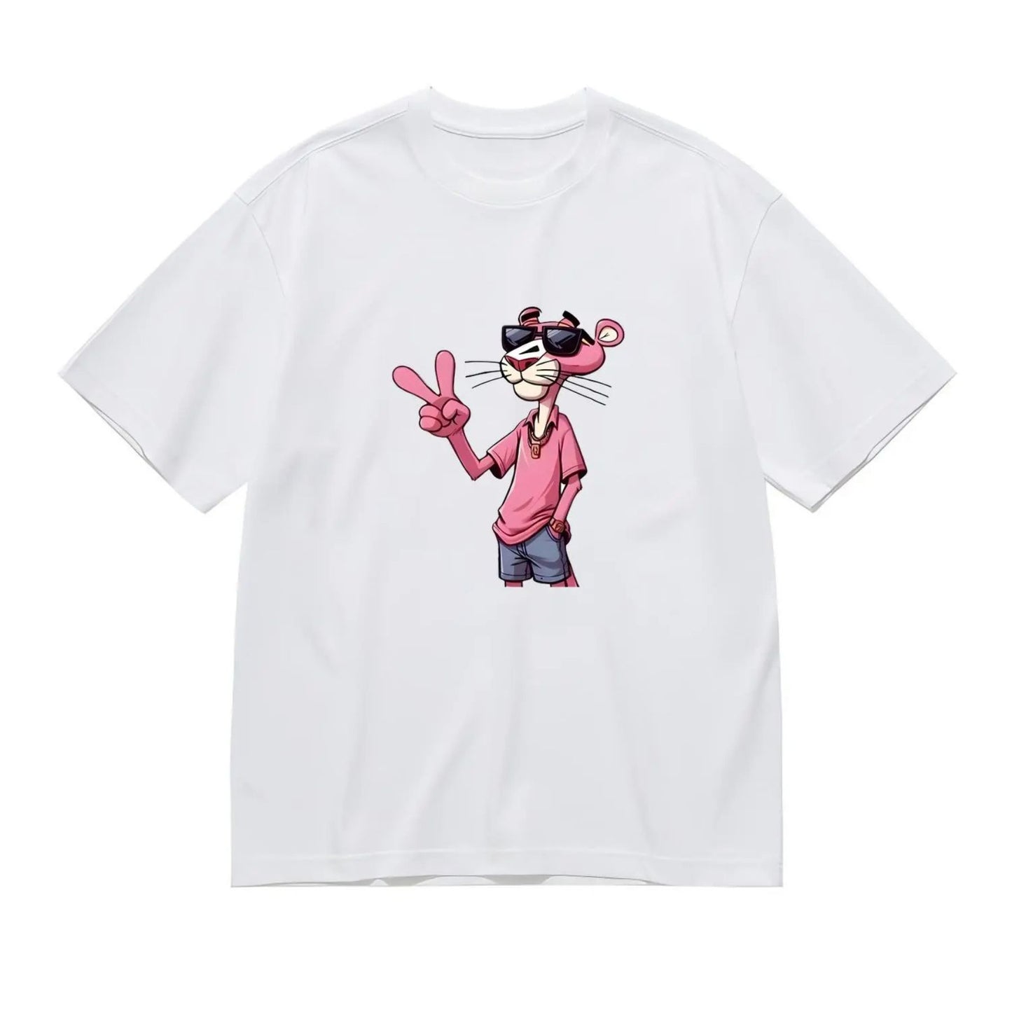 Women's Pink Panther Tee - Timeless Cartoon Graphic Shirt, Playful Casual Apparel-Pasimax