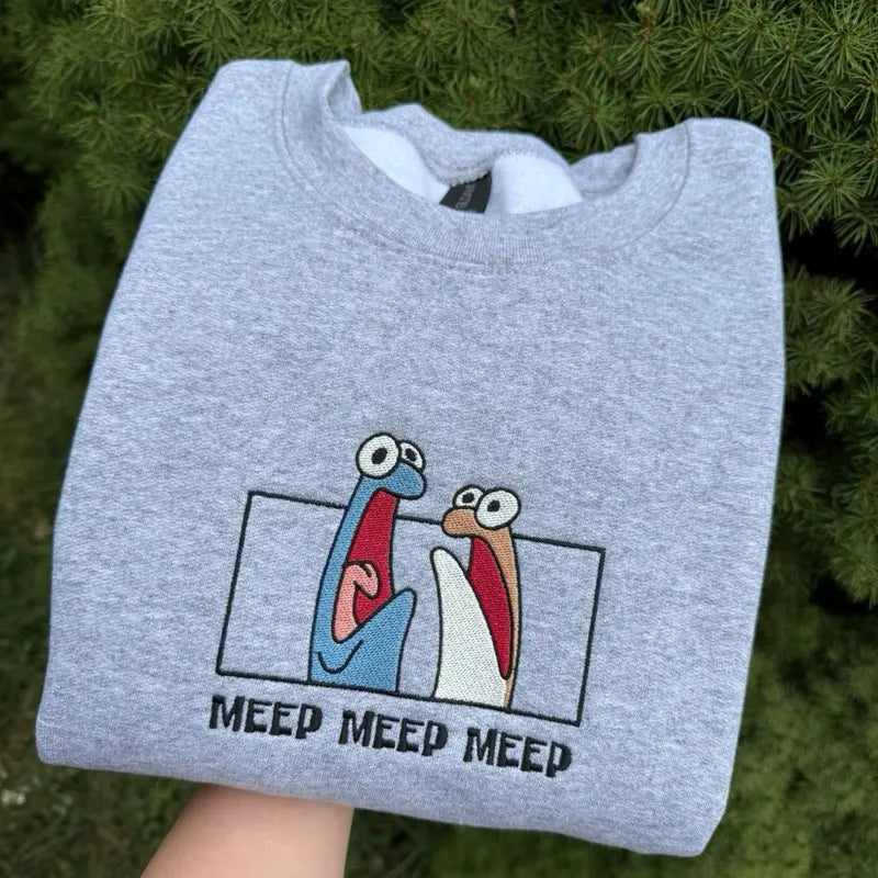 "Meep" Embroidered Unisex Sweatshirt – Minimalist Crewneck