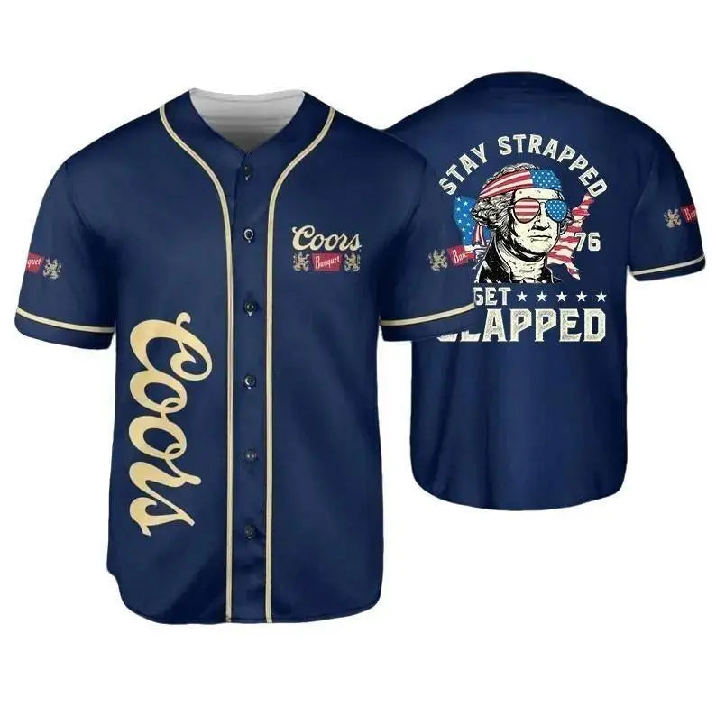 George Washington 1776 Baseball Jersey – 4th of July Coors Beer USA Flag Party Shirt
