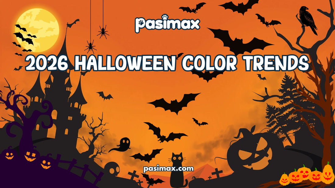 2026 Halloween color trends featuring orange, black, purple, burgundy, pink, and other spooky season colors.