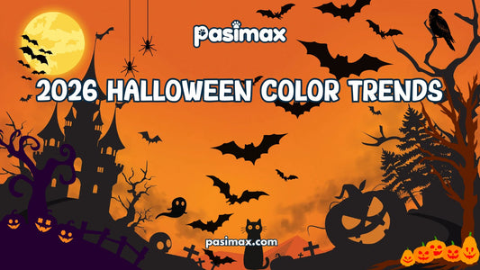 2026 Halloween color trends featuring orange, black, purple, burgundy, pink, and other spooky season colors.