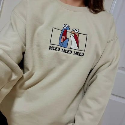 "Meep" Embroidered Unisex Sweatshirt – Minimalist Crewneck