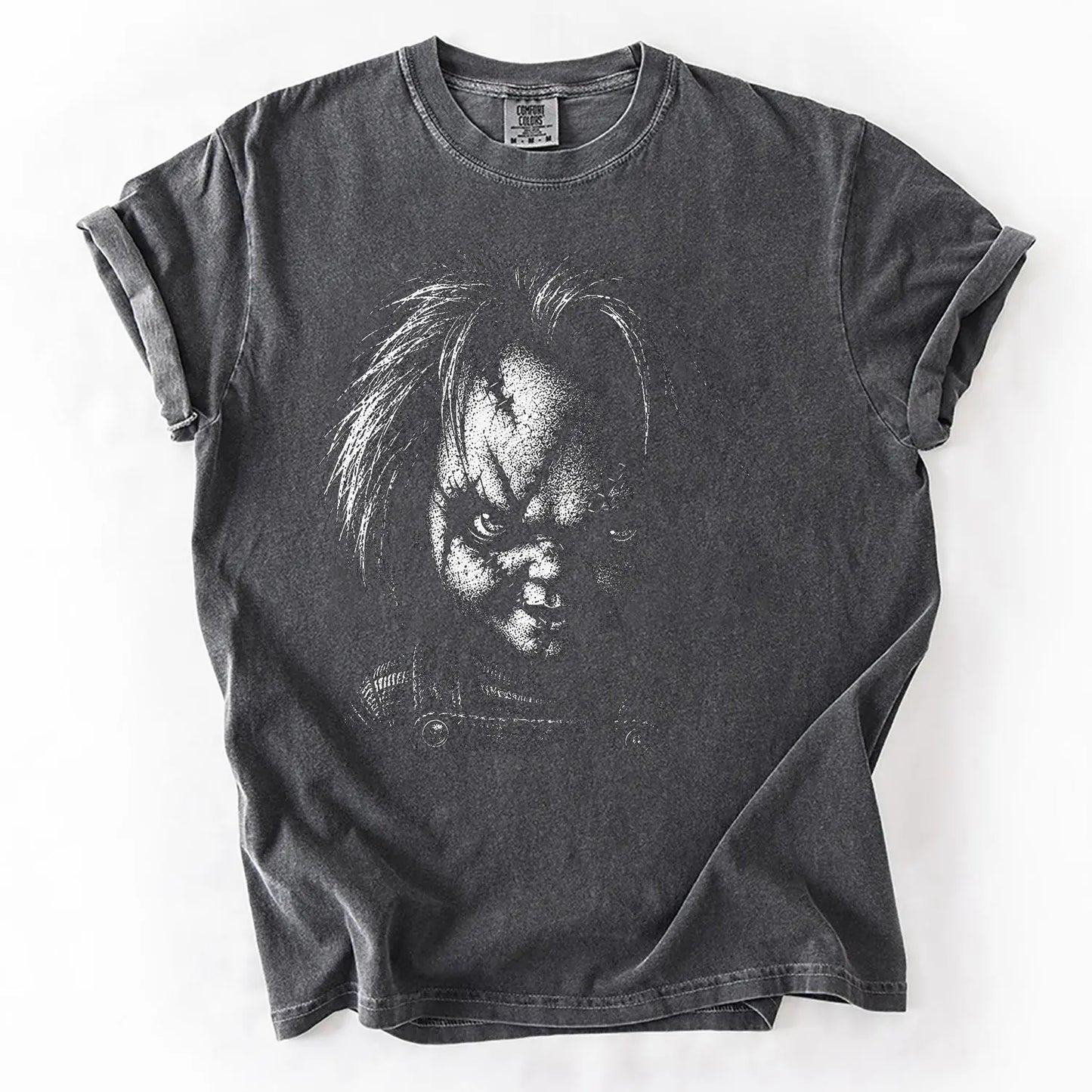 Comfort Colors® Retro Horror Movie Characters T-Shirt – Vintage Scary Movie Icons Halloween Graphic Tee, Spooky Slasher Unisex Top
