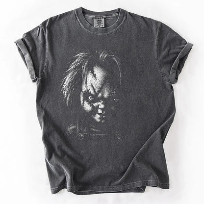 Comfort Colors® Retro Horror Movie Characters T-Shirt – Vintage Scary Movie Icons Halloween Graphic Tee, Spooky Slasher Unisex Top