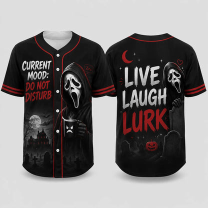 Unisex Horror Graphic Print Baseball Jersey – Slasher Theme Button-Up & Spooky Party Wear