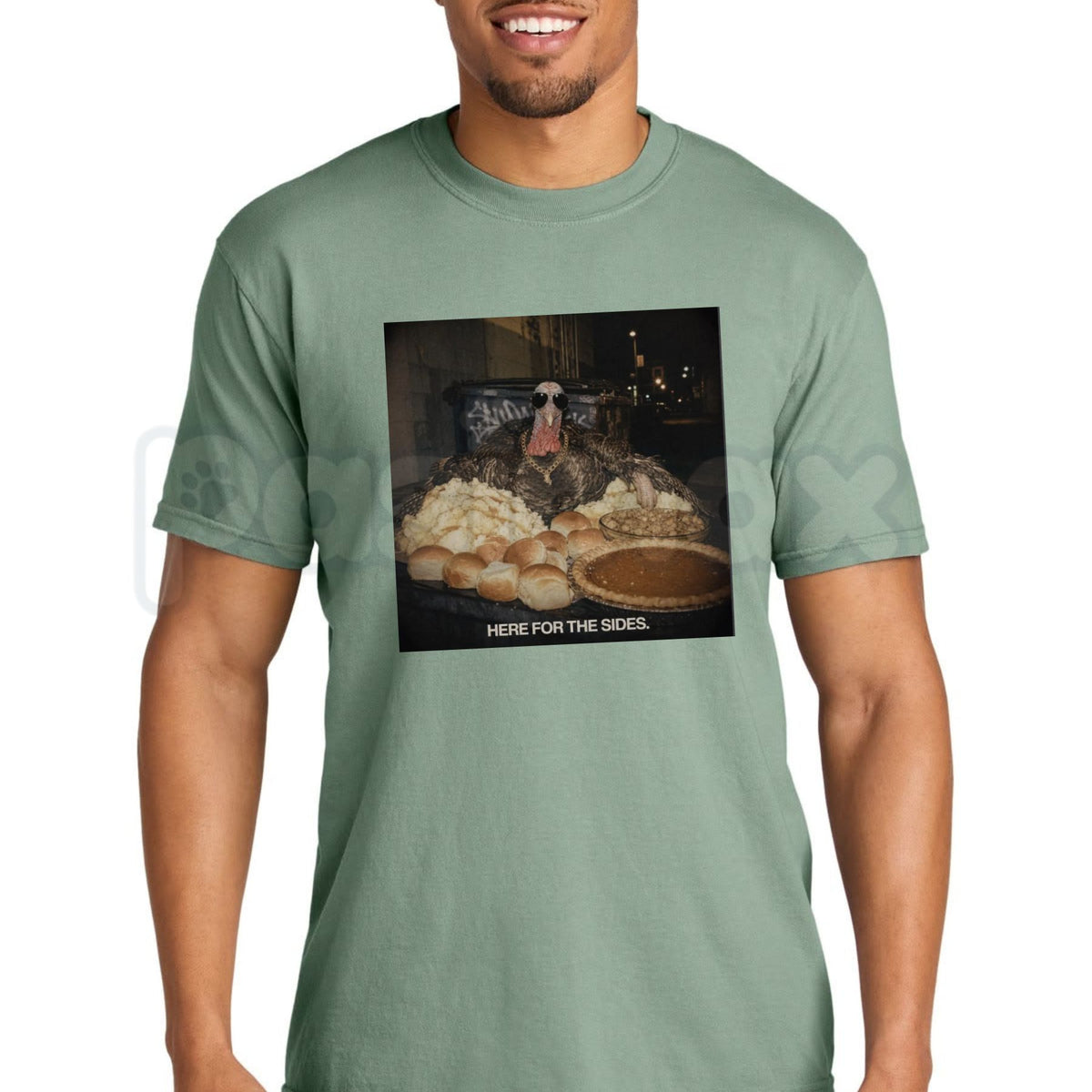 Comfort Colors® Here for the Sides Thanksgiving T-Shirt – Funny Turkey Day Food Lover Graphic Tee, Friendsgiving Unisex Top & Holiday Gift