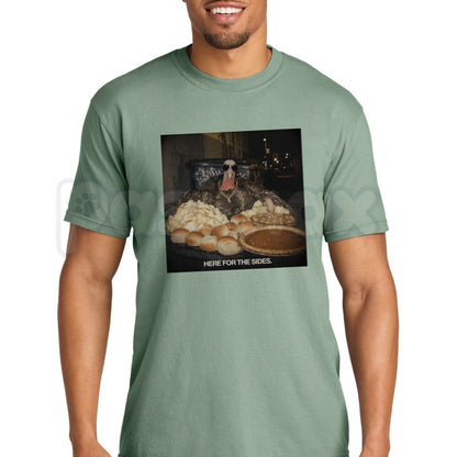 Comfort Colors® Here for the Sides Thanksgiving T-Shirt – Funny Turkey Day Food Lover Graphic Tee, Friendsgiving Unisex Top & Holiday Gift