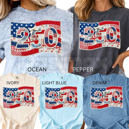 Comfort Colors® America 250 Years T-Shirt – Floral USA Stripe Graphic Tee, Retro July 4th Oversized Shirt, Semiquincentennial 1776–2026 Celebration Top