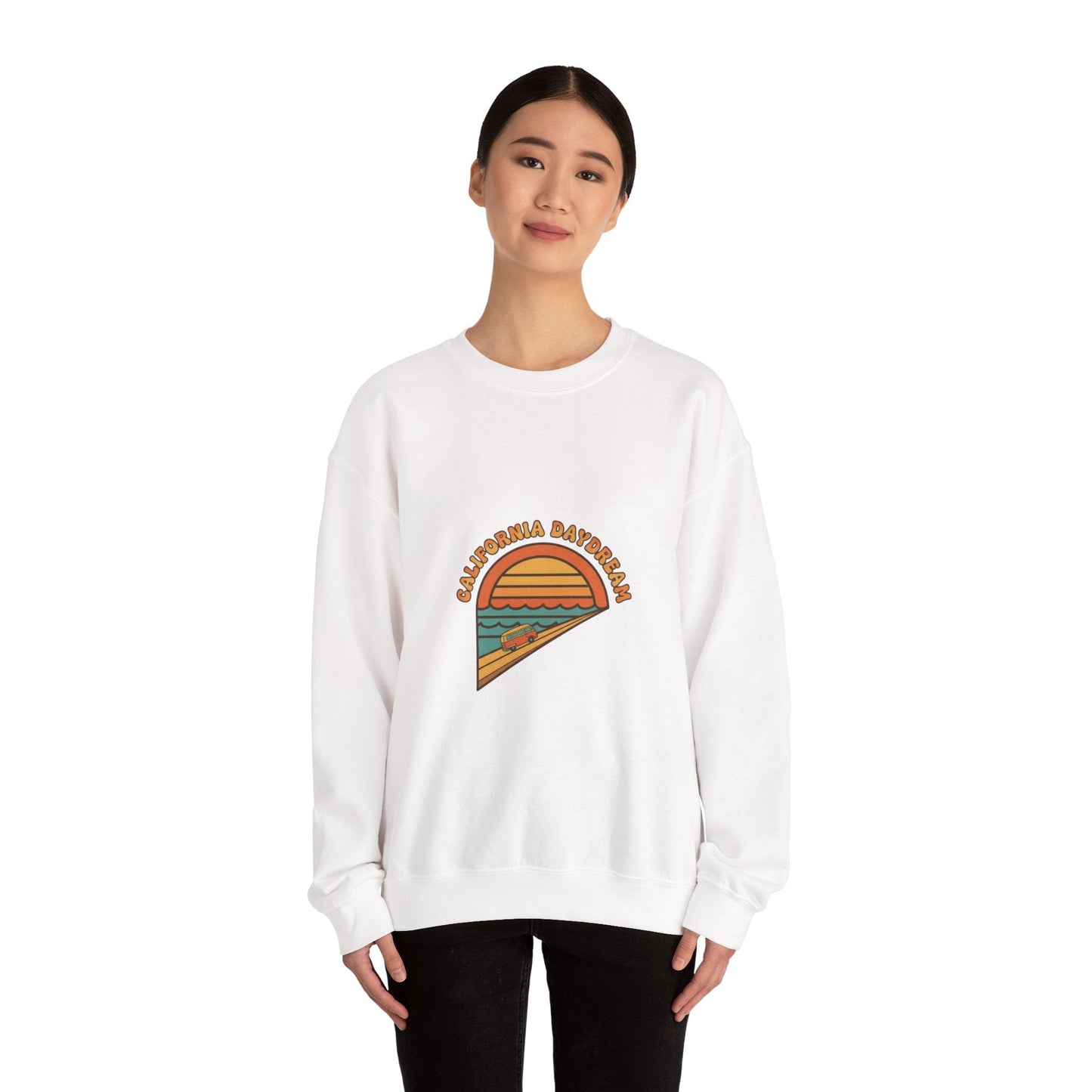 California Beach Sunset Crewneck, 70s Sunset Shirt | Retro Surf Graphic