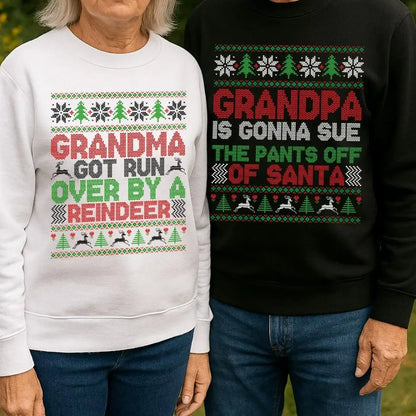Grandma & Grandpa Funny Christmas Matching Sweatshirt – Holiday Grandparent Crewneck Set