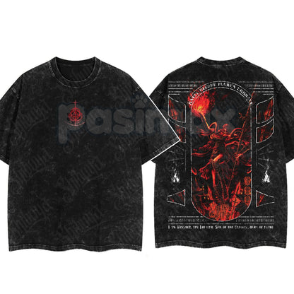 Elden Ring Limited Edition Double-Printed T-Shirt – Oversized Acid Washed Graphic Tee, Lightweight Cotton Anime Streetwear