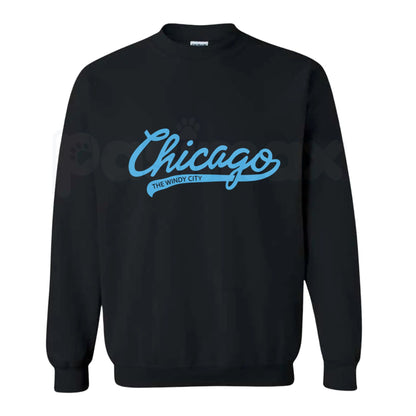 Vintage US City Script Black Sweatshirt | Retro City Pride Graphic Crewneck