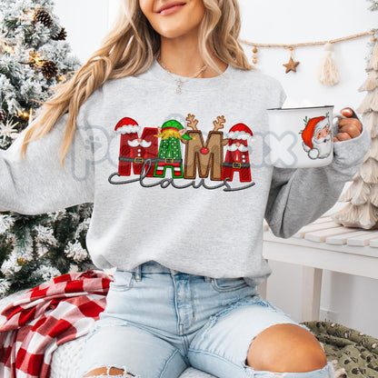 Unisex Faux Embroidery "Claus" Christmas Sweatshirt – Festive Holiday Pullover