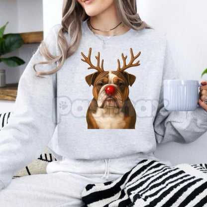 Christmas Reindeer Dog Sweatshirt – Festive Pet Graphic Holiday Apparel