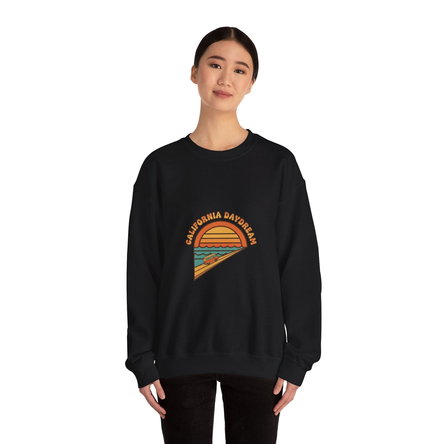California Beach Sunset Crewneck, 70s Sunset Shirt | Retro Surf Graphic