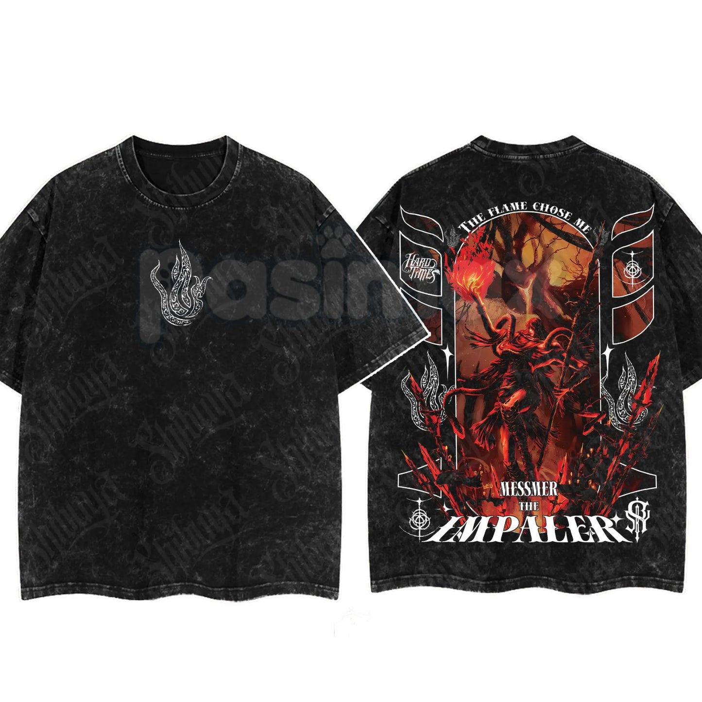 Elden Ring Limited Edition Double-Printed T-Shirt – Oversized Acid Washed Graphic Tee, Lightweight Cotton Anime Streetwear