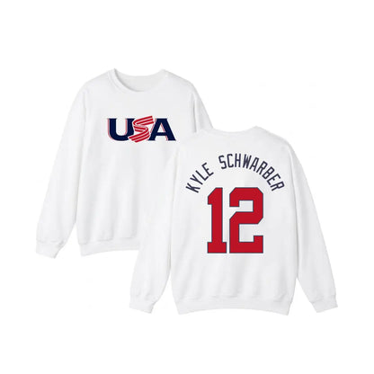 Vintage Team USA Baseball Sweatshirt | 2026 World Baseball Tournament Crewneck | White & Black Colorblock Pullover | Retro American Baseball Jumper | USA Flag Graphic Sports Top | 2026 Game Day Fan Apparel