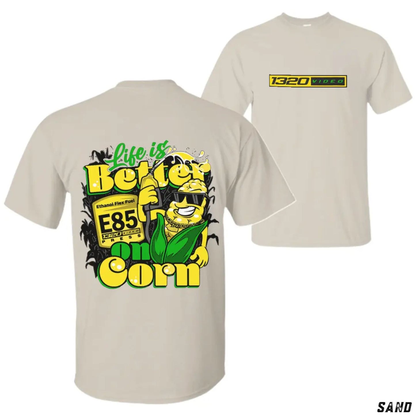 1320 Video "Corn Fuel" T-Shirt - Fun E85 Ethanol Graphic Tee, Street Racing Apparel-Pasimax