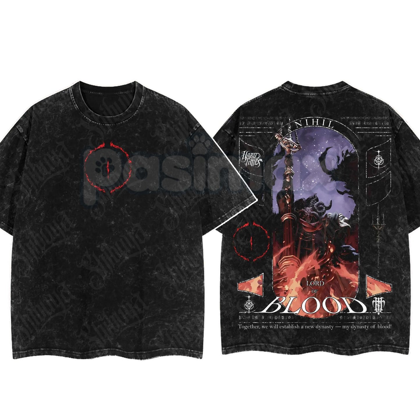 Elden Ring Limited Edition Double-Printed T-Shirt – Oversized Acid Washed Graphic Tee, Lightweight Cotton Anime Streetwear