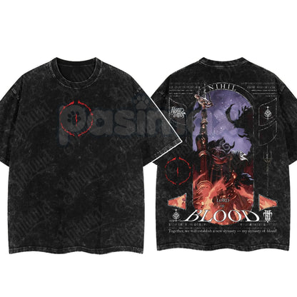 Elden Ring Limited Edition Double-Printed T-Shirt – Oversized Acid Washed Graphic Tee, Lightweight Cotton Anime Streetwear