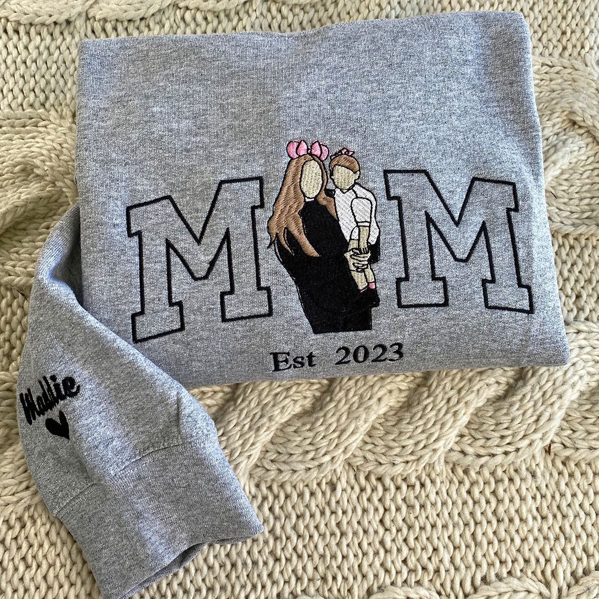 Mama Sweatshirt with Portrait From Photo, Personalized Portrait from Photo Hoodie, Picture Sweatshirt For Mom and Dad