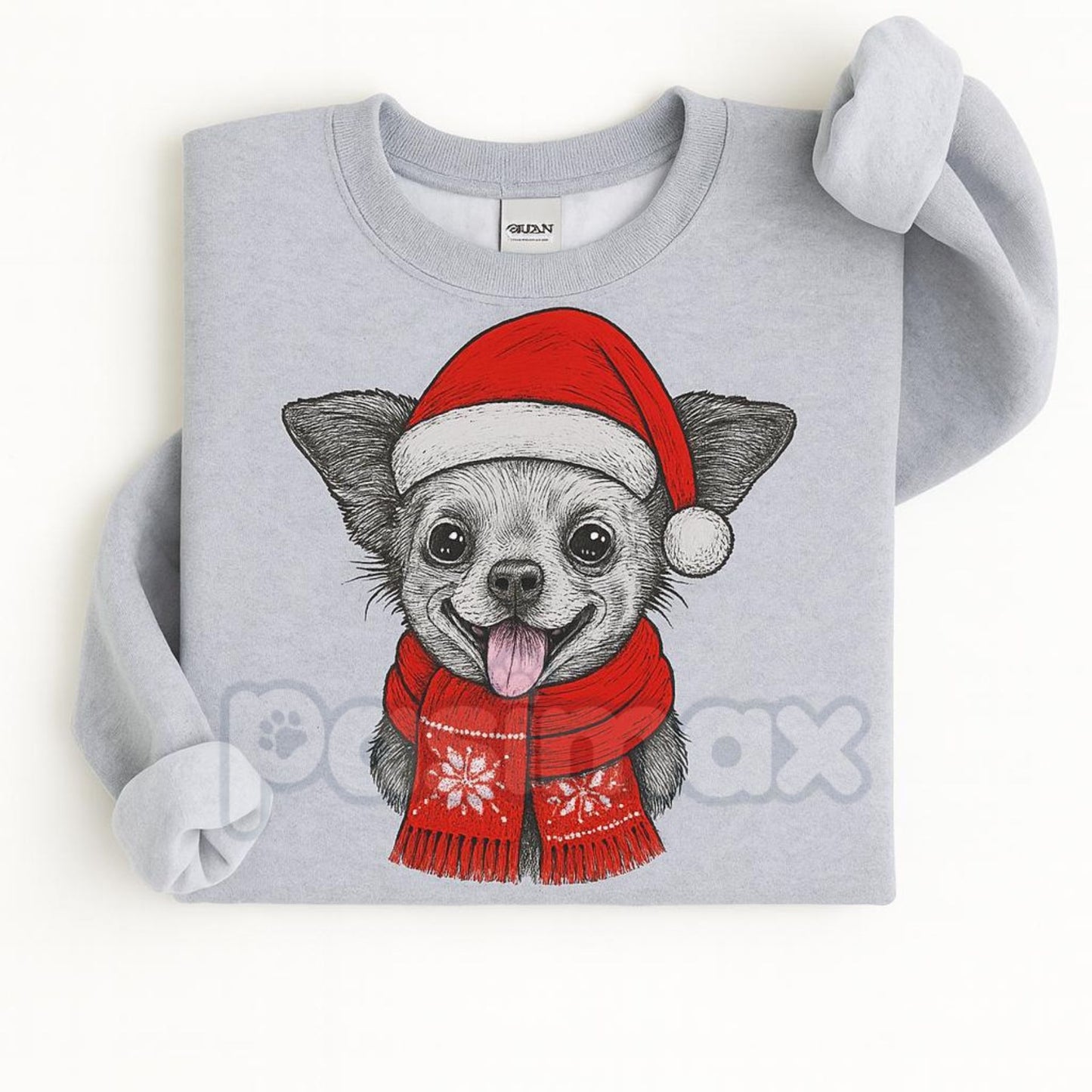 Ugly Christmas Style Santa Paws Dog Sport Grey Crewneck Sweater