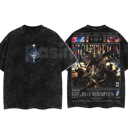 Elden Ring Limited Edition Double-Printed T-Shirt – Oversized Acid Washed Graphic Tee, Lightweight Cotton Anime Streetwear