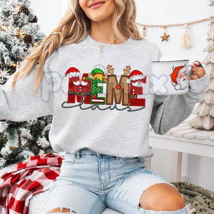 Unisex Faux Embroidery "Claus" Christmas Sweatshirt – Festive Holiday Pullover