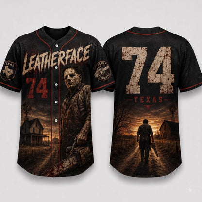 Horror Slasher Baseball Jersey – Gothic Halloween Button Front Shirt & Dark Character Graphic Top
