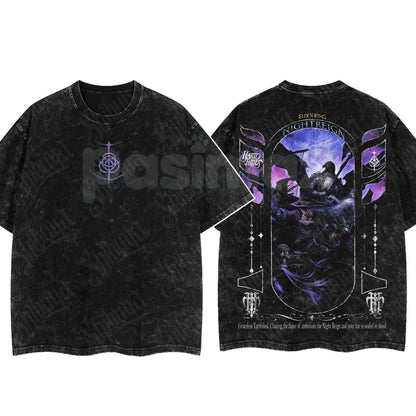Elden Ring Limited Edition Double-Printed T-Shirt – Oversized Acid Washed Graphic Tee, Lightweight Cotton Anime Streetwear