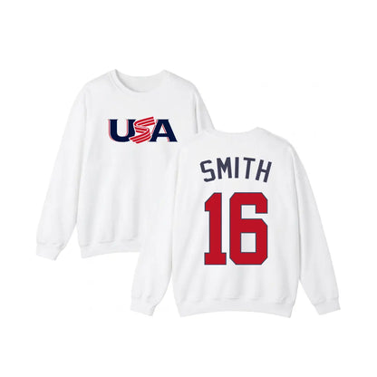 Vintage Team USA Baseball Sweatshirt | 2026 World Baseball Tournament Crewneck | White & Black Colorblock Pullover | Retro American Baseball Jumper | USA Flag Graphic Sports Top | 2026 Game Day Fan Apparel