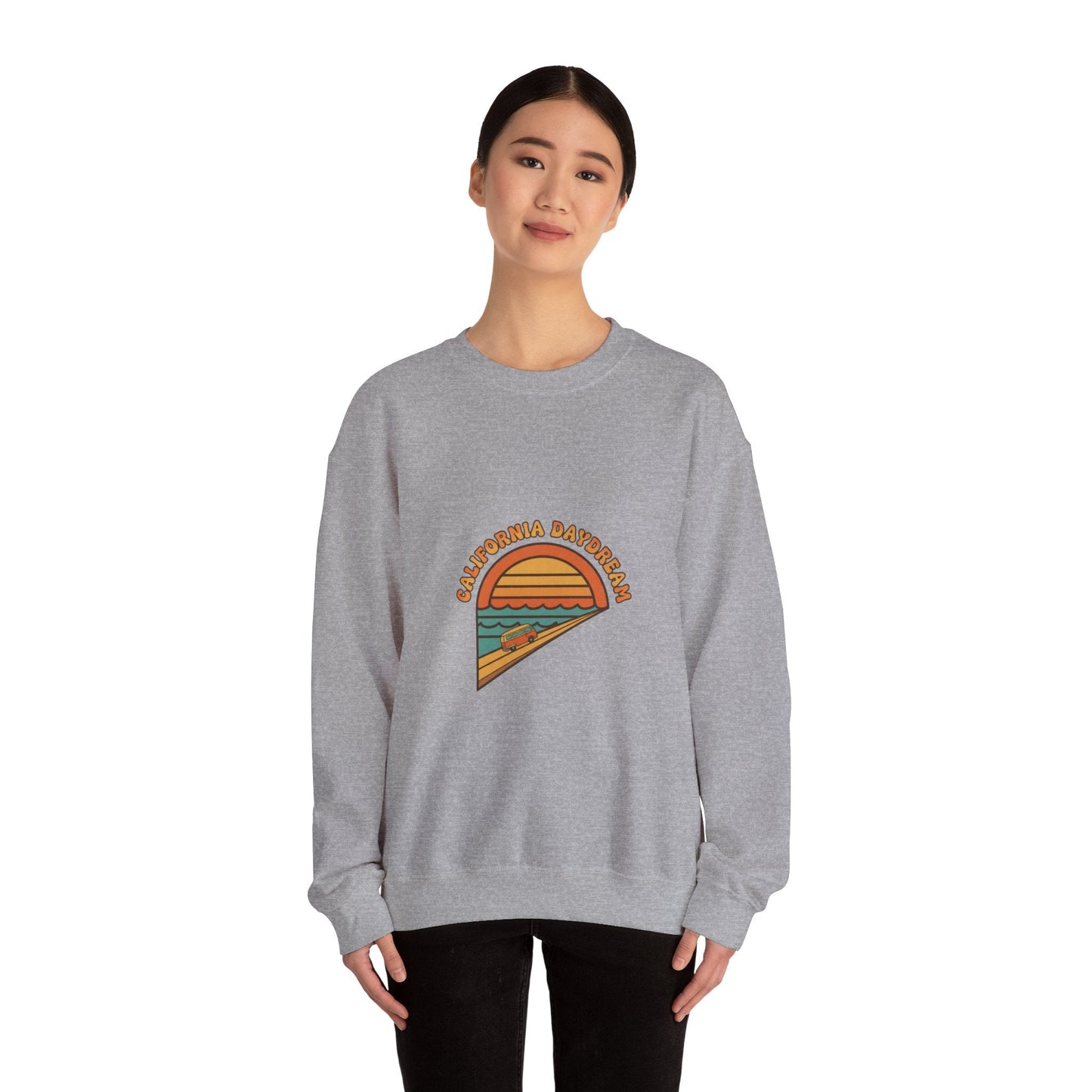 California Beach Sunset Crewneck, 70s Sunset Shirt | Retro Surf Graphic
