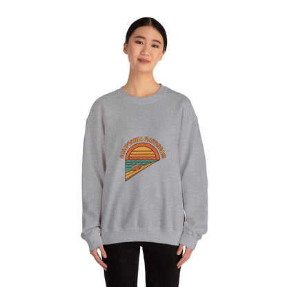 California Beach Sunset Crewneck, 70s Sunset Shirt | Retro Surf Graphic