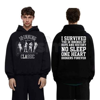 18 Innings of Agony & Glory Hoodie – Epic Baseball Marathon Graphic Pullover, Nostalgic Sports Memory Sweatshirt, Unisex Heavy Blend-Pasimax