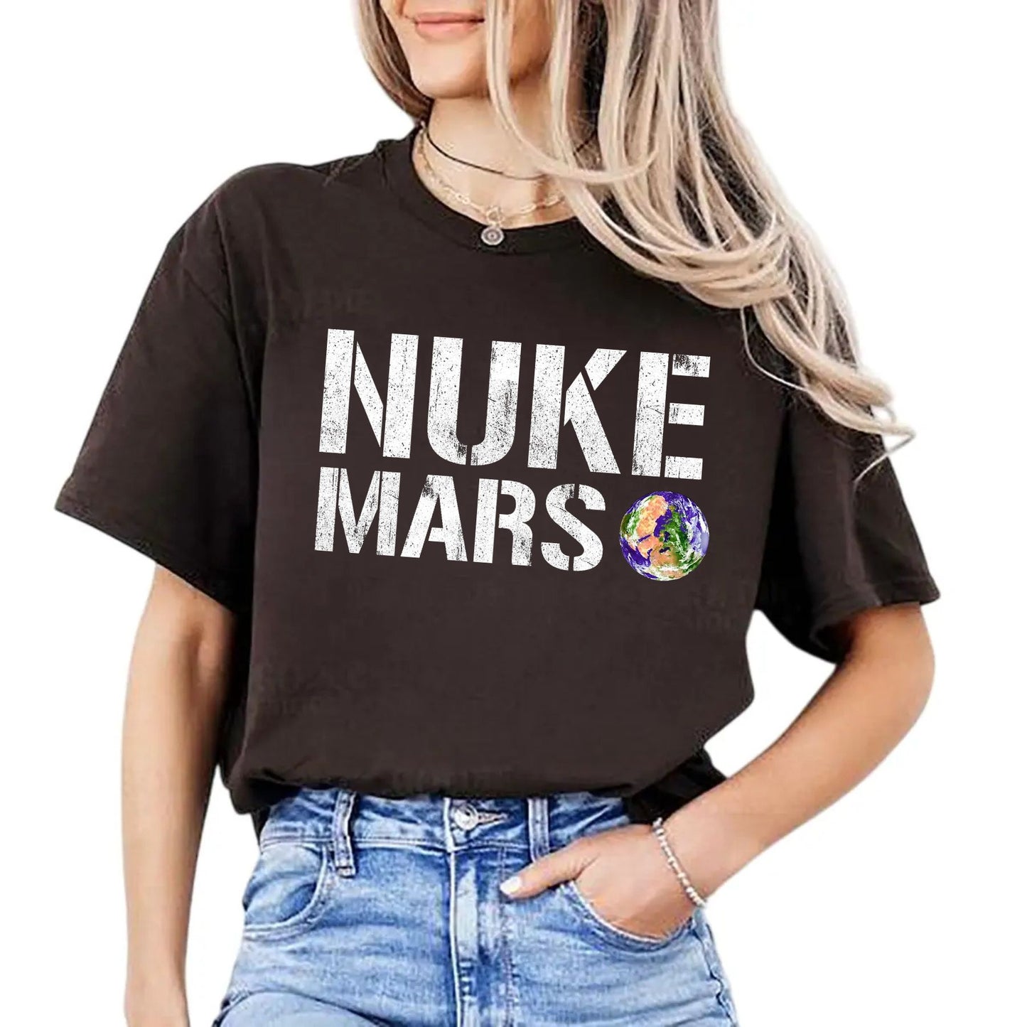 "Nuke Mars" T-Shirt - Elon Musk SpaceX Project Fan Apparel, Classic Space Exploration Tee