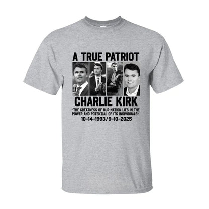 Charlie Kirk Patriotic T-Shirt - "The Greatness of Our Nation" Quote Tee, American Political Apparel