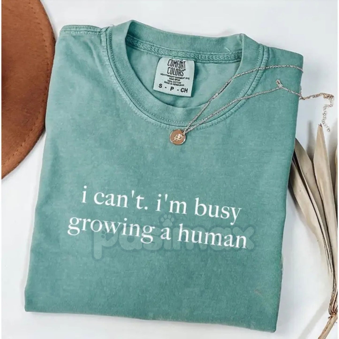 Comfort Colors® Oversized Maternity Tee – 'I Can't I'm Busy Growing A Human' Shirt, Funny Pregnancy Comfort, Mom To Be Gift