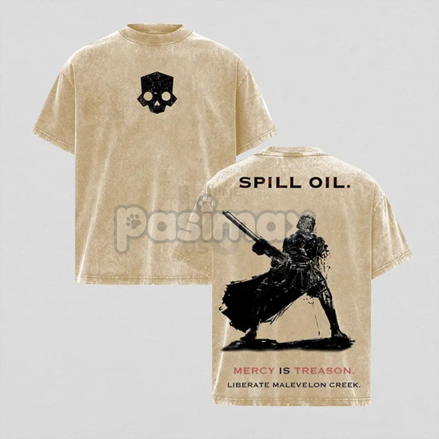 Helldivers 2 Oversized Washed Hoodie & Tee Set – Double-Sided Print Streetwear, Unisex Gaming Apparel