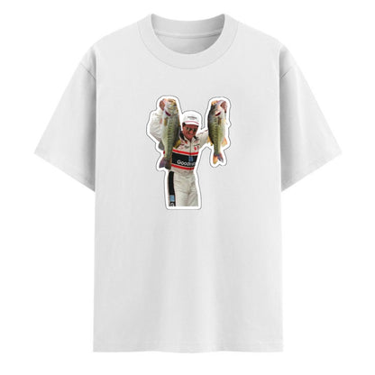 Dale Earnhardt Fishing Graphic Tee - Bass Angler & NASCAR Legend Shirt, Vintage Racing Apparel