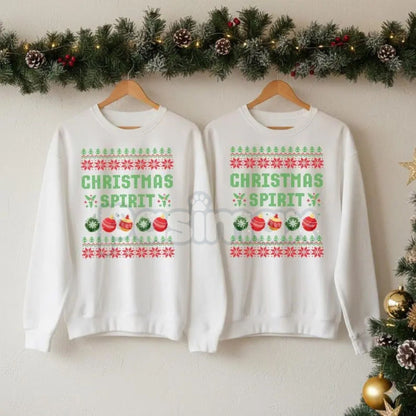 Funny Couples Christmas Sweatshirt | Christmas Spirit Couple Matching Jumpers | Humorous Holiday Relationship Gift