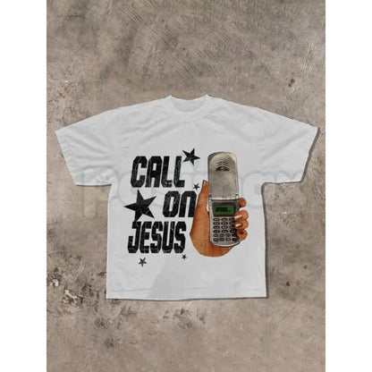 "Call On Jesus" Christian T-Shirt – Inspirational Faith Graphic Tee, Premium 100% Cotton Worship Top, Soft Lived-In Heavyweight Scripture Shirt, Made in USA