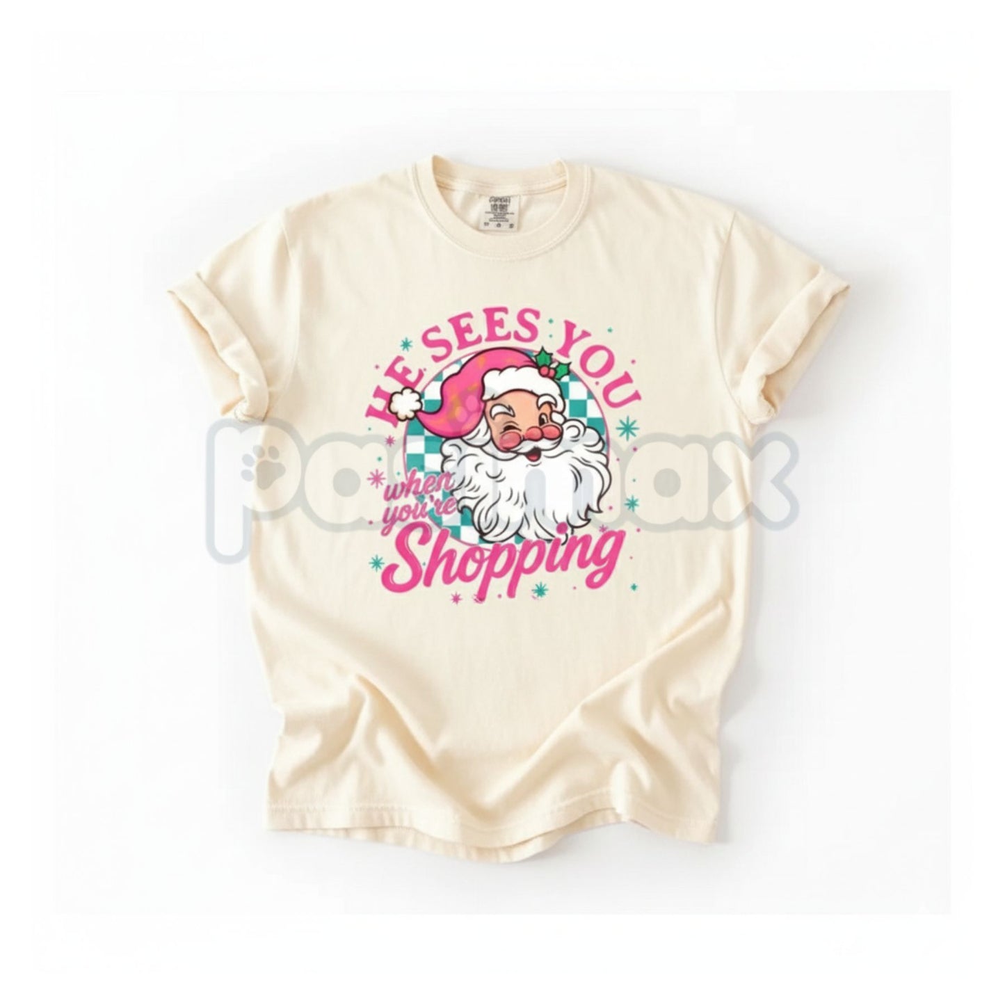 'We See You When You're Shopping' Comfort Colors® T-Shirt – Funny Christmas Santa Spy Tee, Holiday Shopping Humor Shirt