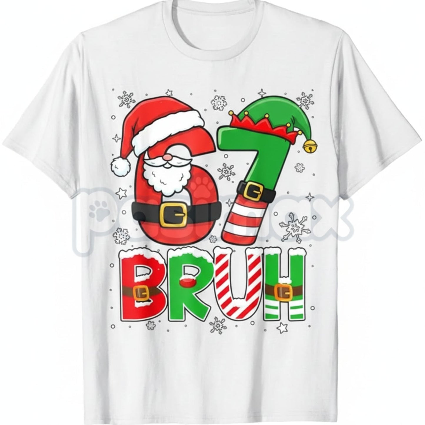 Bruh 67 Six Seven 6 7 Meme Christmas Funny T-Shirt - Viral Internet Holiday Tee, Absurd Niche Humor Apparel, Gen Z Christmas Gag Gift