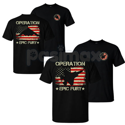 Operation Eric Fury Military T-Shirt - B-2 Spirit & F-35 Lightning II Stealth Tee, Premium 100% Cotton Aviation Graphic Shirt, Tactical Air Force Fan Top, Modern Stealth Bomber Streetwear, Unique Gift for Pilots & Veterans