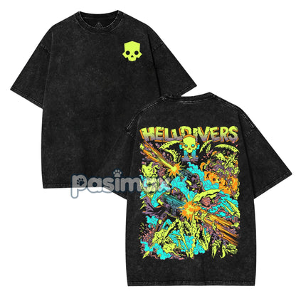 Helldivers 2 "The Taste of Freedom" Washed Unisex T-shirt – Fan Gift, Game Shirt