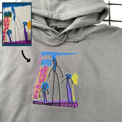 Custom Kids Drawing Sweatshirt – Personalized Art Hoodie, Unique Gift for Mom, Dad, or Grandparents