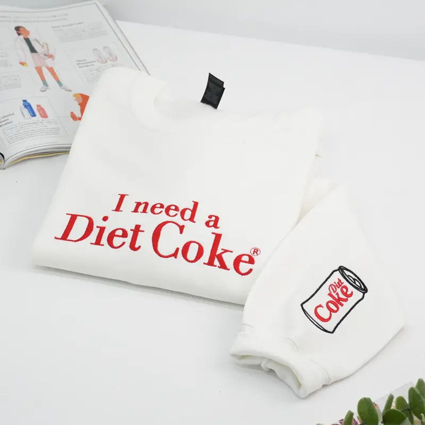 Funny Embroidered "I Need a Diet Coke" Sweatshirt – Caffeine Humor Crewneck