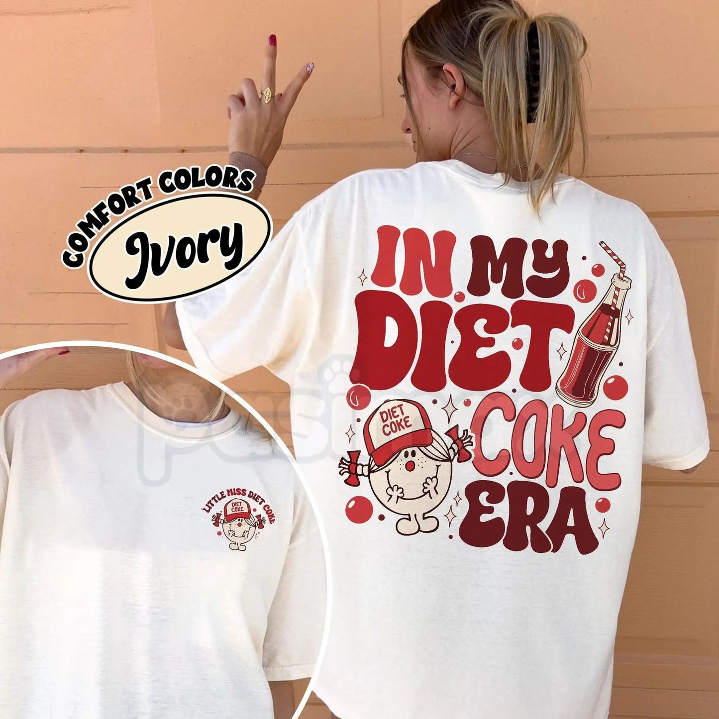 2-Sided "In My Diet Coke Era" Comfort Colors® T-Shirt – Trendy Soda Lover Graphic Tee, Retro Aesthetic Diet Coke Era Shirt, Aesthetic Coquette Bow Top