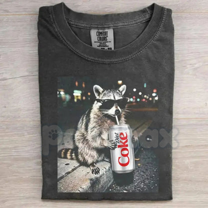 Comfort Colors® Raccoon Diet Coke T-Shirt – Funny "Trash Panda" Soda Lover Tee, Sarcastic Raccoon Graphic Shirt, Vintage Aesthetic Gift for Her & Him