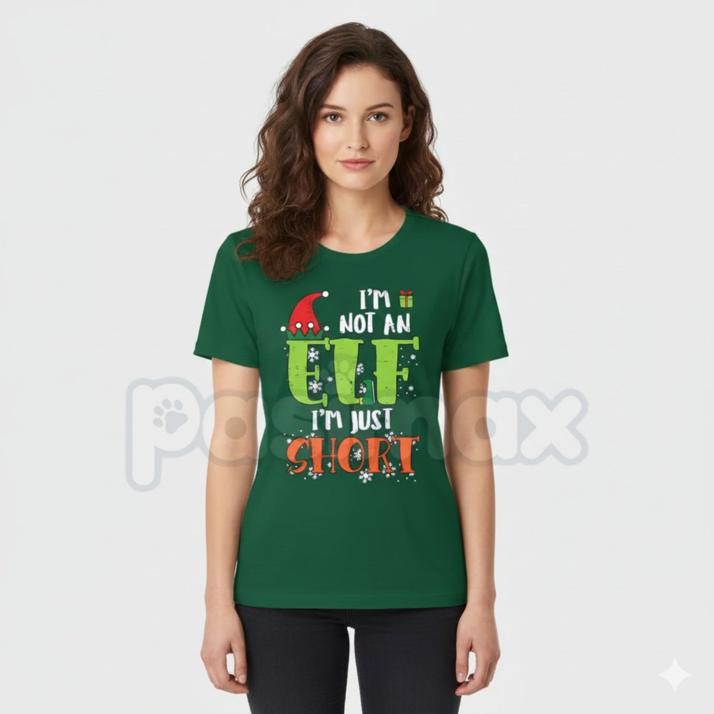 "I'm Not An Elf Just Short" Funny Christmas T-Shirt - Sarcastic Holiday Height Humor Tee, Short People Christmas Slogan, Relatable Winter Gift